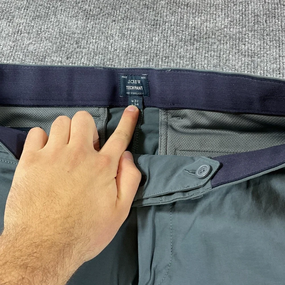 J Crew Tech Pant 31x34 Slim Fit Gray Performance Stretch Travel Casual Dress Pan